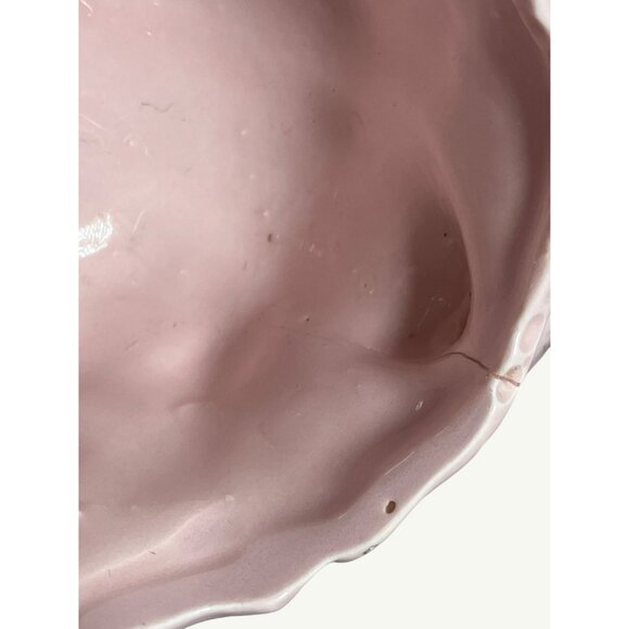 Vintage Pink Weaved Look Ceramic Planter With Grape & Leaf Design - Picture 9 of 13